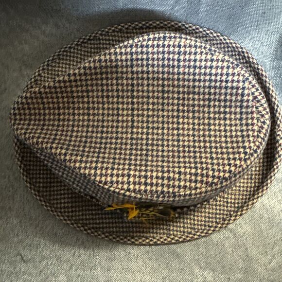 Vintage Pendleton Fedora Hat Mens Wool Brown Feathered Made USA Plaid Hats 7 3/4 - Picture 6 of 9